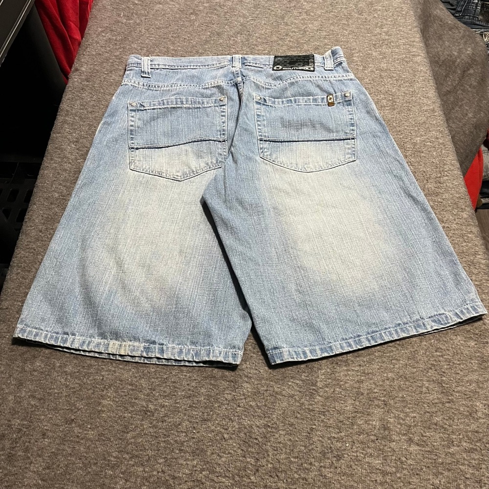 Southpole Mens Baggy Denim Shorts Light Wash Blue Y2K Skater Jorts Size 36